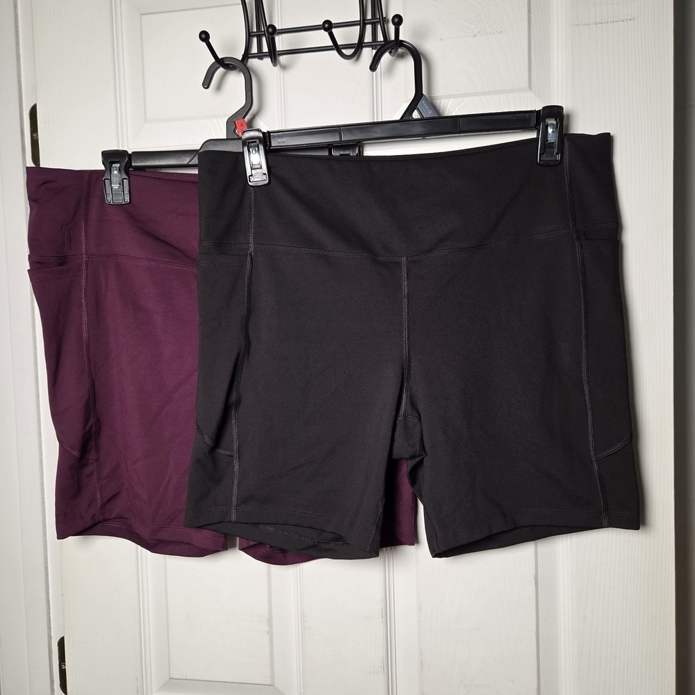 Lot‎ of *2* sz XXXL (22) biker shorts 7" inseam black purple casual active